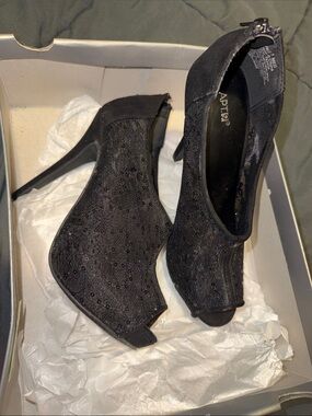 Apt. 9 Black Sequin Peep-Toe Stiletto Booties